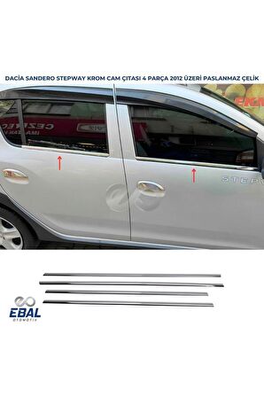 Dacia Sandero Stepway Krom Cam Çıtası Seti 4 Prç. 2012 Üzeri