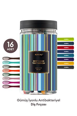 Antibakteriyel Diş Fırçası - Sert (Hard) KUNDAL Deep Clean Toothbrush Hard Type 16 (Set)
