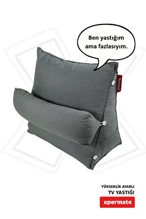 XPERMATE Tv Yastığı Bel Destek Yastığı Sırt Yastığı Boyun Destekli Yastık Ameliyat Sonrası Yastık Gri