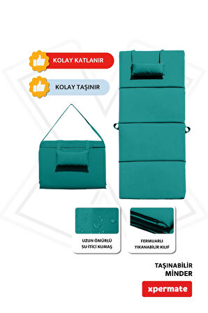 XPERMATE Katlanır Şezlong Minderi - Taşınır Kamp Yatağı Su Itici Solmaz Kumaş 180x60x3 Yeşil Ultraluks