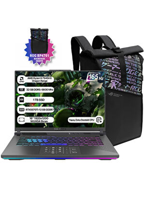 Asus Rog Strix G16 G614PR-RV052 AMD Ryzen 9 7945HX 32GB 1TB SSD RTX5070Ti-12GB Freedos 16" 165 Hz WUXGA Taşınabilir Bilgisayar
