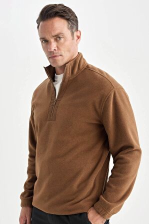 DeFacto Relax Fit Dik Yaka Fermuarlı Polar Sweatshirt D2688AX24AUBN164