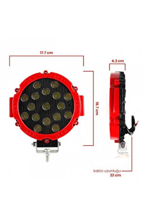 OffRoad Led Projektör Spot Delici 17Led 51W 6500K 1 ADET 12V 24V sis lambası kamyon tekne SUV ATV