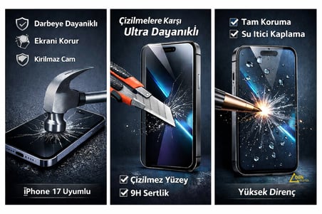  İphone 17 Uyumlu Kırılmaz Ekran Koruyucu