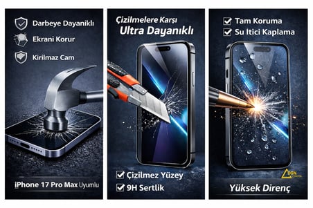 İphone 17 Pro Max Uyumlu Kırılmaz Ekran Koruyucu