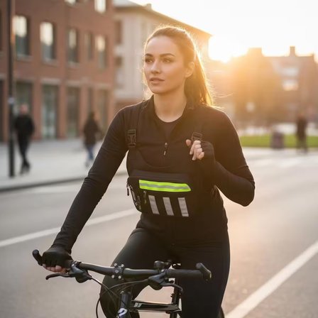 UNISEX 3 BÖLMELİ ÖN ARKA REFLEKTÖRLÜ MOTOSİKLET VE BİSİKLETLİ KURYE GÖĞÜS ÇANTASI