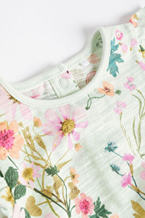 Next Baby % 100 Pamuklu Leylak Moru Çiçek Desenli 3’lü Romper Set