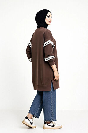 Puane 2 İp Kumaş Fırfır Detaylı Sweatshirt