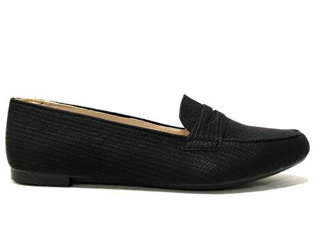 Sedef Siyah Loafer Anatomik Babet