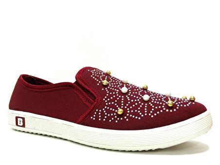 Almira Bordo Boncuklu Bağcıksız Anatomik Sneakers Babet