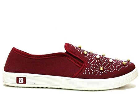 Almira Bordo Boncuklu Bağcıksız Anatomik Sneakers Babet