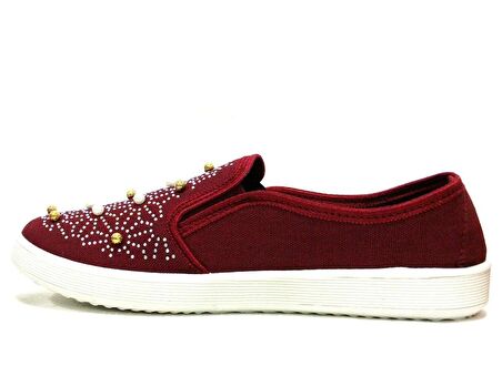 Almira Bordo Boncuklu Bağcıksız Anatomik Sneakers Babet