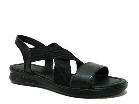 Egelioğlu Siyah Lastik Bantlı Anatomik Comfort Sandalet