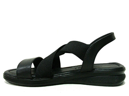 Egelioğlu Siyah Lastik Bantlı Anatomik Comfort Sandalet