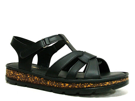 Punto Siyah Cırtlı Anatomik Comfort Sandalet