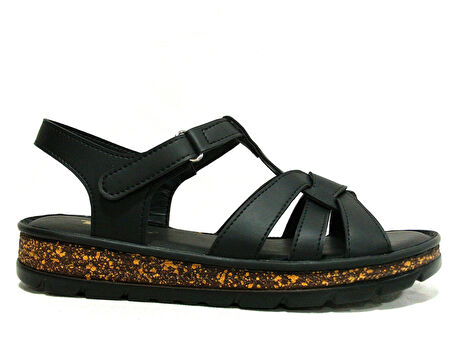 Punto Siyah Cırtlı Anatomik Comfort Sandalet