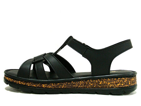 Punto Siyah Cırtlı Anatomik Comfort Sandalet