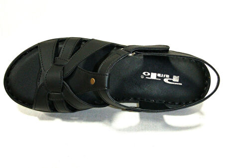 Punto Siyah Cırtlı Anatomik Comfort Sandalet