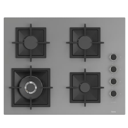 Ferre SC 408 65 CM Wok Gözlü Gri Cam Ankastre Ocak (Döküm Izgara)