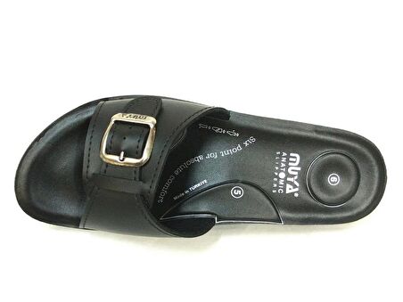 Muya Siyah 6 Noktalı Tokalı Anatomik Comfort Terlik