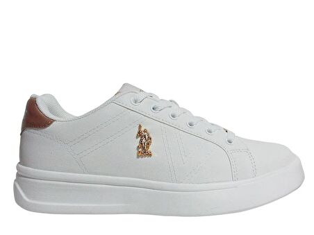 U.S.Polo Assn Beyaz Altın Sneakers Bağcıklı Spor Ayakkabı
