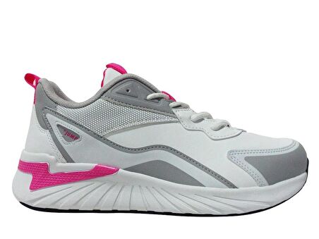 Jump Beyaz Gri Pembe Sneakers Bağcıklı Spor Ayakkabı
