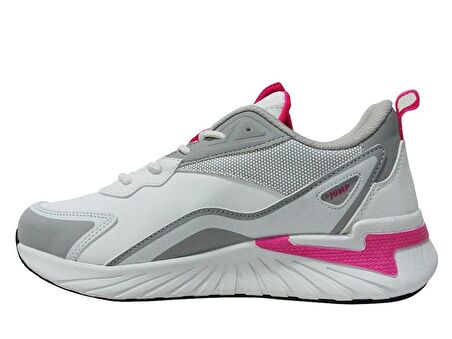 Jump Beyaz Gri Pembe Sneakers Bağcıklı Spor Ayakkabı