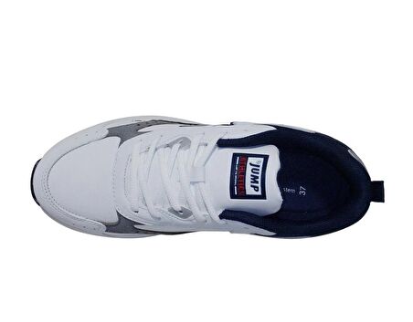 Jump Beyaz Lacivert Gri Bağcıklı Running Sneakers Spor Ayakkabı