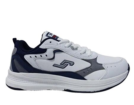 Jump Beyaz Lacivert Gri Bağcıklı Running Sneakers Spor Ayakkabı