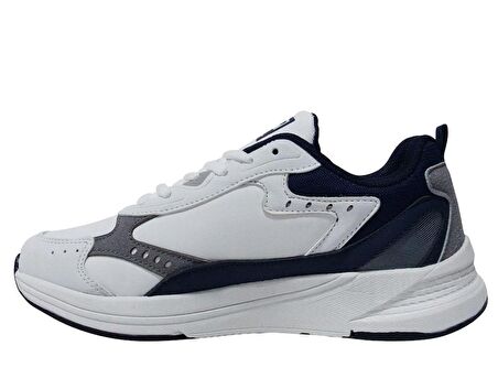 Jump Beyaz Lacivert Gri Bağcıklı Running Sneakers Spor Ayakkabı