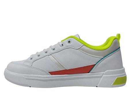 Jump Beyaz Fosfor Turuncu Bağcıklı Athletics Sneakers Spor Ayakkabı