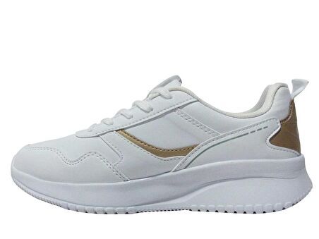 Kinetix Beyaz Altın Bağcıklı Running Sneakers Spor Ayakkabı