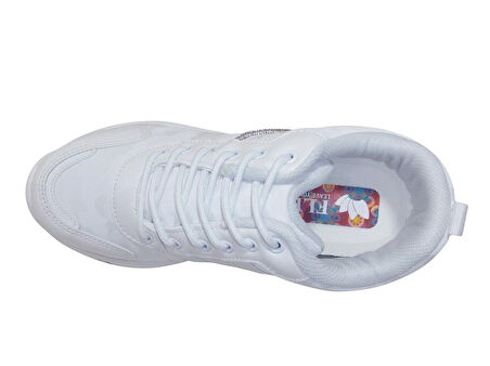 Flet Beyaz Gümüş Yüksek Topuklu Bağcıklı Sneakers Spor Ayakkabı