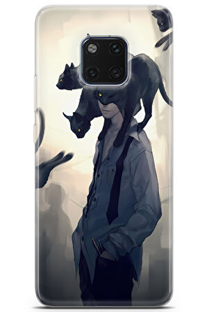 Huawei Mate 20 Pro uyumlu Girls 1 Silikon Kapak Kara Kedi