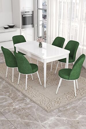 Rovena Leona Beyaz 80x132 Açılabilir Mdf Yemek Odası Takımı 6 Adet Sandalye