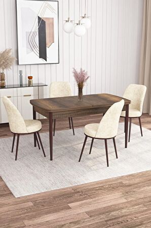 Rovena Leona Barok 80x132 Açılabilir Mdf Yemek Odası Takımı 4 Adet Sandalye