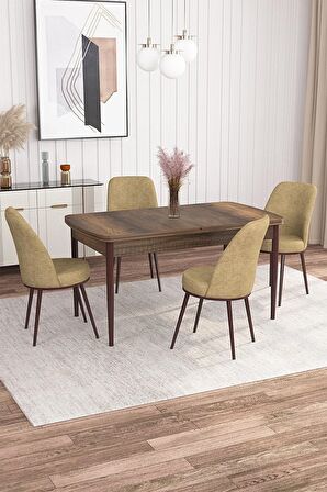 Rovena Leona Barok 80x132 Açılabilir Mdf Yemek Odası Takımı 4 Adet Sandalye