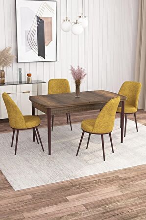Rovena Leona Barok 80x132 Açılabilir Mdf Yemek Odası Takımı 4 Adet Sandalye