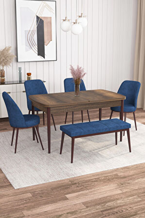 Rovena Leona Barok 80x132 Açılabilir Mdf Yemek Odası Takımı 4 Adet Sandalye + 1 Bench