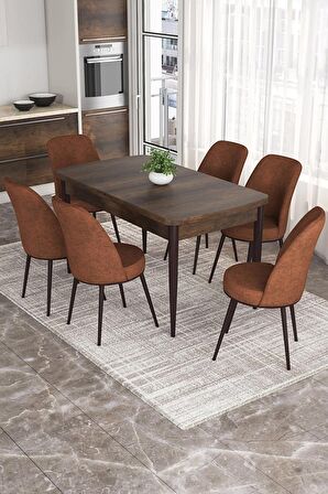 Rovena Leona Barok 80x132 Açılabilir Mdf Yemek Odası Takımı 6 Adet Sandalye