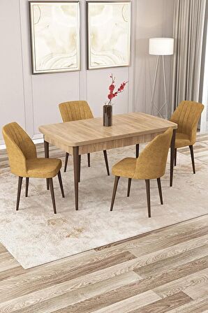 Rovena Zeta Meşe 80x132 Açılabilir Mdf Yemek Odası Takımı 4 Adet Sandalye