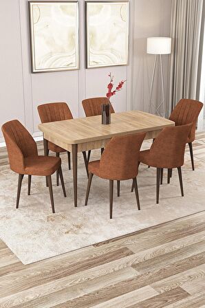 Rovena Zeta Meşe 80x132 Açılabilir Mdf Yemek Odası Takımı 6 Adet Sandalye