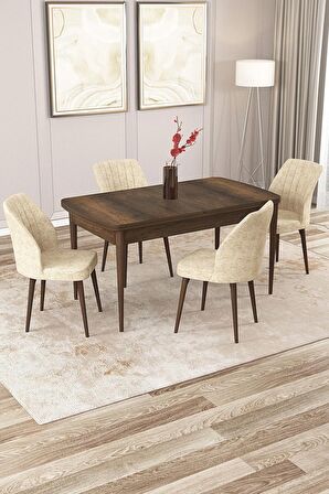 Rovena Zeta Barok 80x132 Açılabilir Mdf Yemek Odası Takımı 4 Adet Sandalye