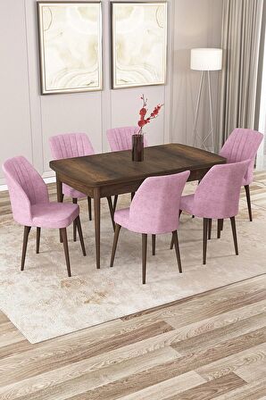 Rovena Zeta Barok 80x132 Açılabilir Mdf Yemek Odası Takımı 6 Adet Sandalye