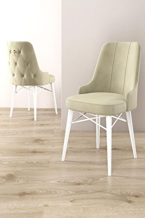 Rovena Mona Beyaz 80x132 Açılabilir Mdf Mutfak Masası Takımı 6 Adet Sandalye