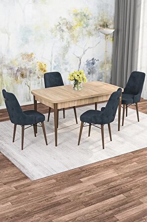 Rovena Mona Meşe 80x132 Açılabilir Mdf Mutfak Masası Takımı 4 Adet Sandalye