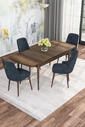 Rovena Mona Barok 80x132 Açılabilir Mdf Mutfak Masası Takımı 4 Adet Sandalye