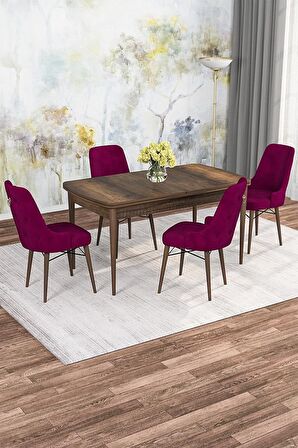 Rovena Mona Barok 80x132 Açılabilir Mdf Mutfak Masası Takımı 4 Adet Sandalye