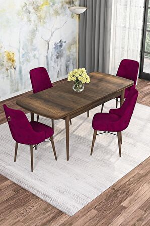 Rovena Mona Barok 80x132 Açılabilir Mdf Mutfak Masası Takımı 4 Adet Sandalye