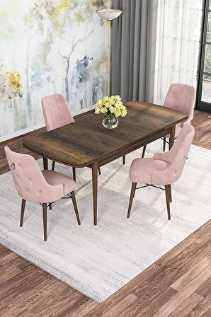 Rovena Mona Barok 80x132 Açılabilir Mdf Mutfak Masası Takımı 4 Adet Sandalye